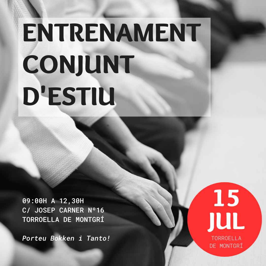 Cartell entrenament conjunt d'estiu.  15 de juliol de 2023 de 9 a 12:30. Carrer Josep Carner nº16, Torroella de Montgrí.